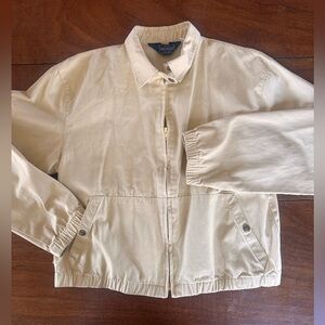 Vintage 90s Woolrich Women Jacket Cropped Soft Yellow Minimalist Size M